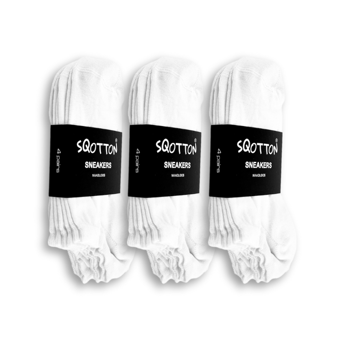 12 paar Katoenen sneakersokken Naadloos Wit