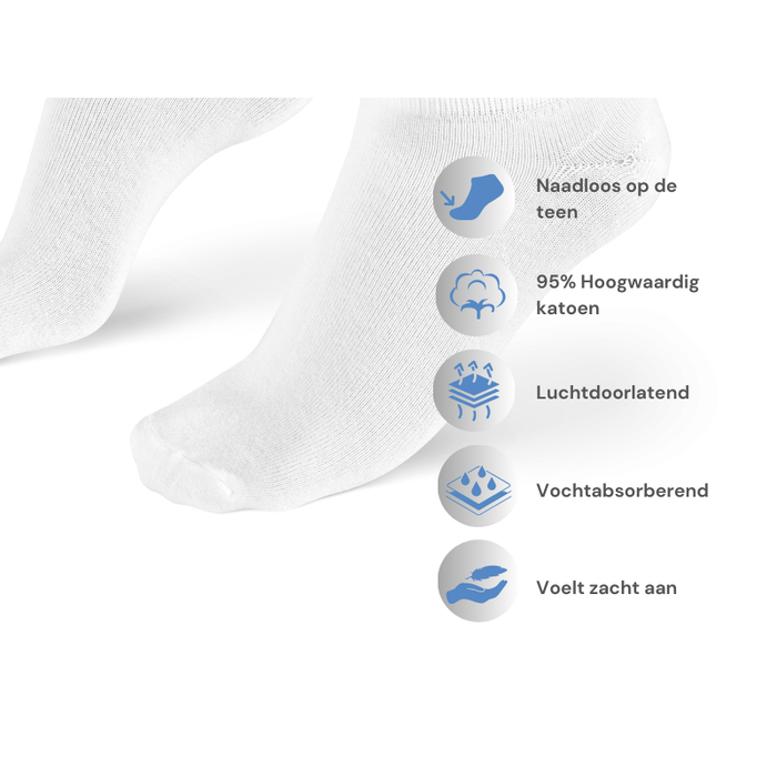 12 paar Katoenen sneakersokken Naadloos Wit