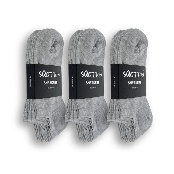 12 paar Katoenen sneakersokken Naadloos Grijs