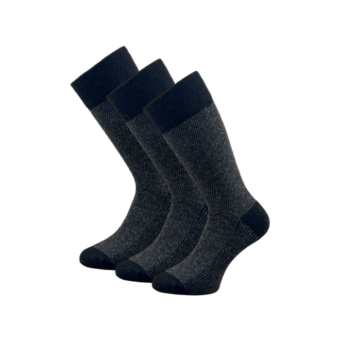 3 paar Lamswollen sokken Naadloos Gemêleerd Grijs