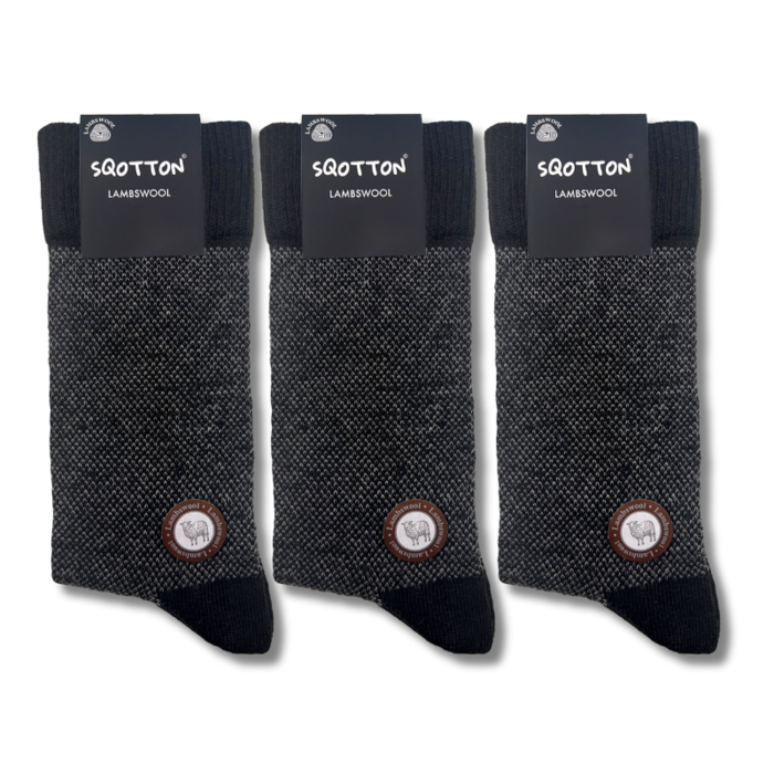 3 paar Lamswollen sokken Naadloos Gemêleerd Grijs