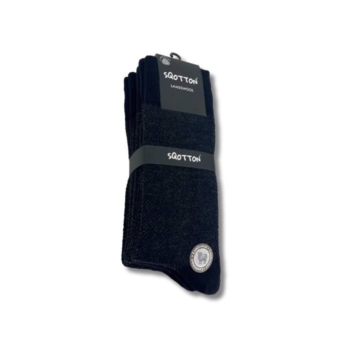 3 paar Lamswollen sokken Naadloos Gemêleerd Zwart