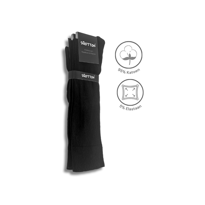 3 paar Katoenen kniekousen Naadloos Drukvrije boord Zwart