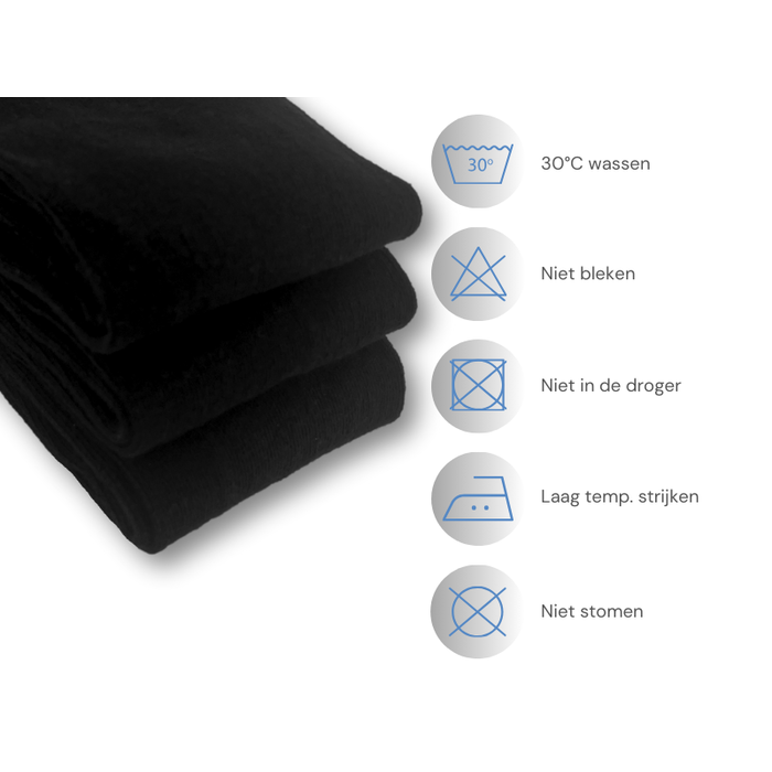 3 paar Katoenen kniekousen Naadloos Drukvrije boord Zwart