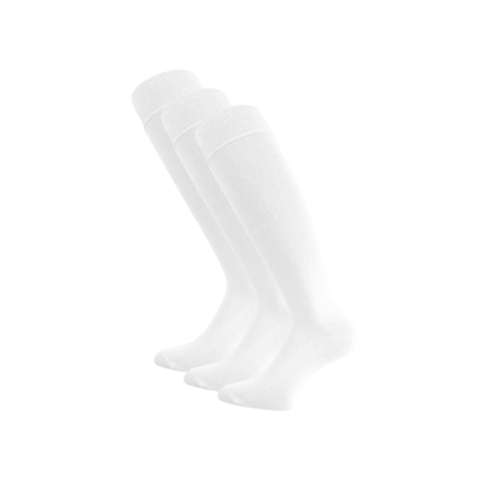 3 paar Katoenen kniekousen Naadloos Drukvrije boord Wit