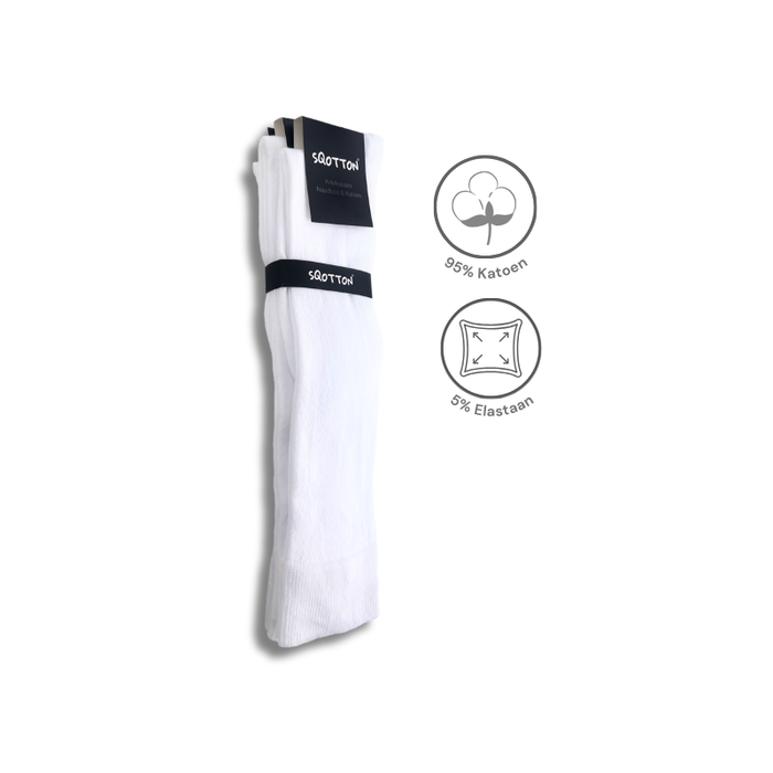 3 paar Katoenen kniekousen Naadloos Drukvrije boord Wit