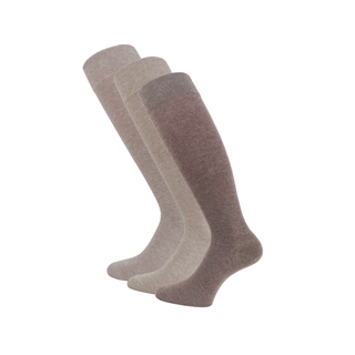 3 paar Katoenen kniekousen Naadloos Drukvrije boord Bruin/Beige mix