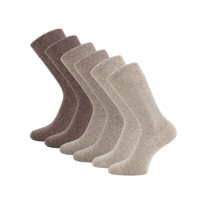 6 paar Katoenen Diabetessokken Drukvrije boord Naadloos Bruin/Beige mix