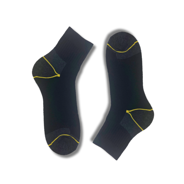 6 paar Quarter/Halfhoge Werksokken met gemêleerd hak en teen Zwart