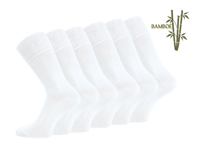 6 paar Bamboe sokken Naadloos Wit