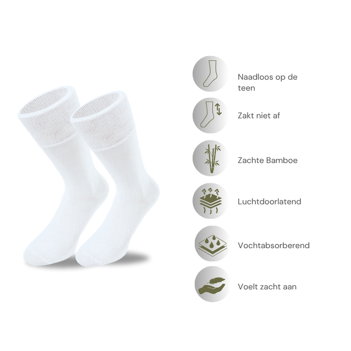6 paar Bamboe sokken Naadloos Wit