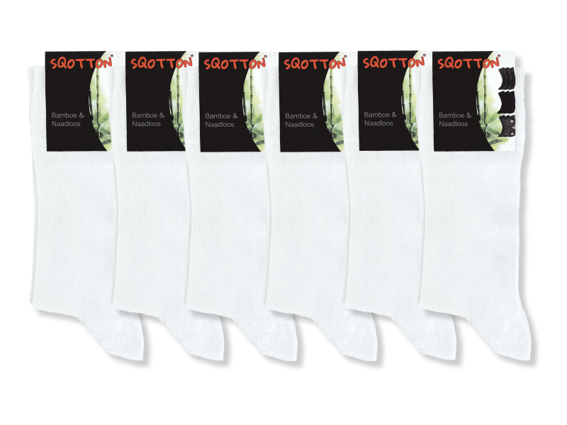 6 paar Bamboe sokken Naadloos Wit