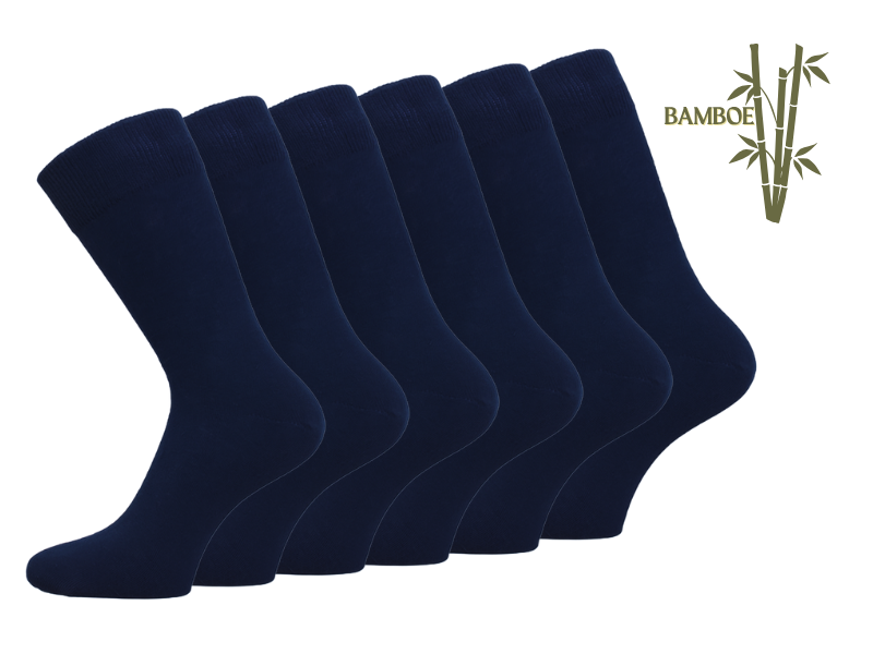 6 paar Bamboe sokken Naadloos Wit Marineblauw