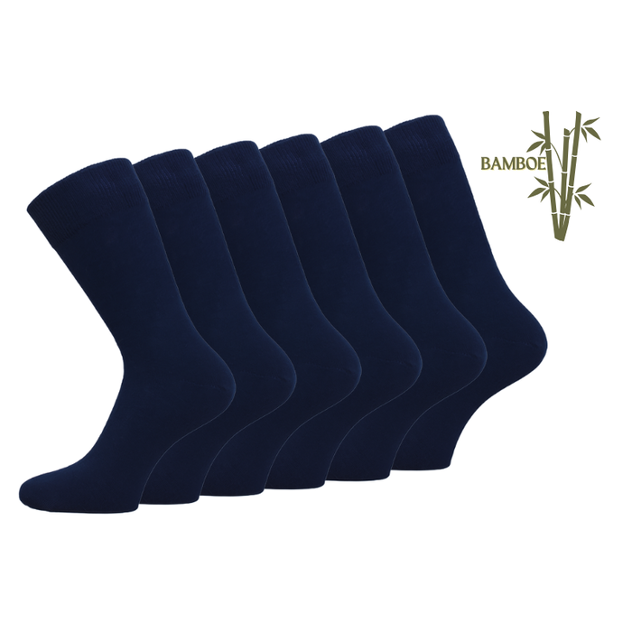 6 paar Bamboe sokken Naadloos Wit Marineblauw