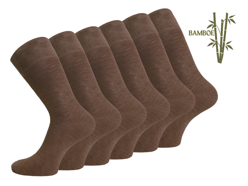 6 paar Bamboe sokken Naadloos Kastanjebruin