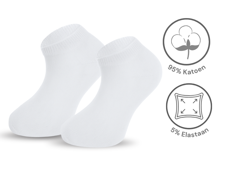 5 paar Kids Sneakersokken Katoen Wit