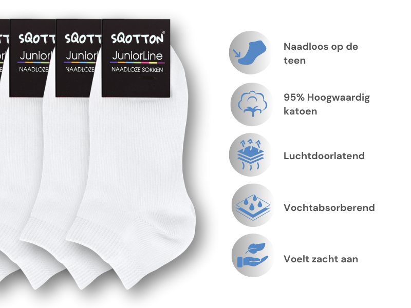 5 paar Kids Sneakersokken Katoen Wit