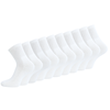 10 paar Badstof Quarter Sneakersokken Extra gevoerd Naadloos Wit