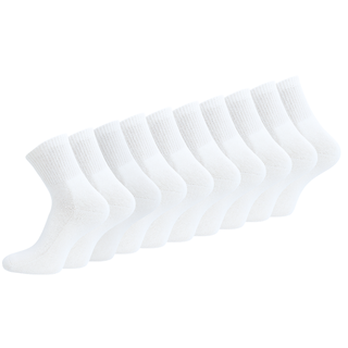 10 paar Badstof Quarter Sneakersokken Extra gevoerd Naadloos Wit