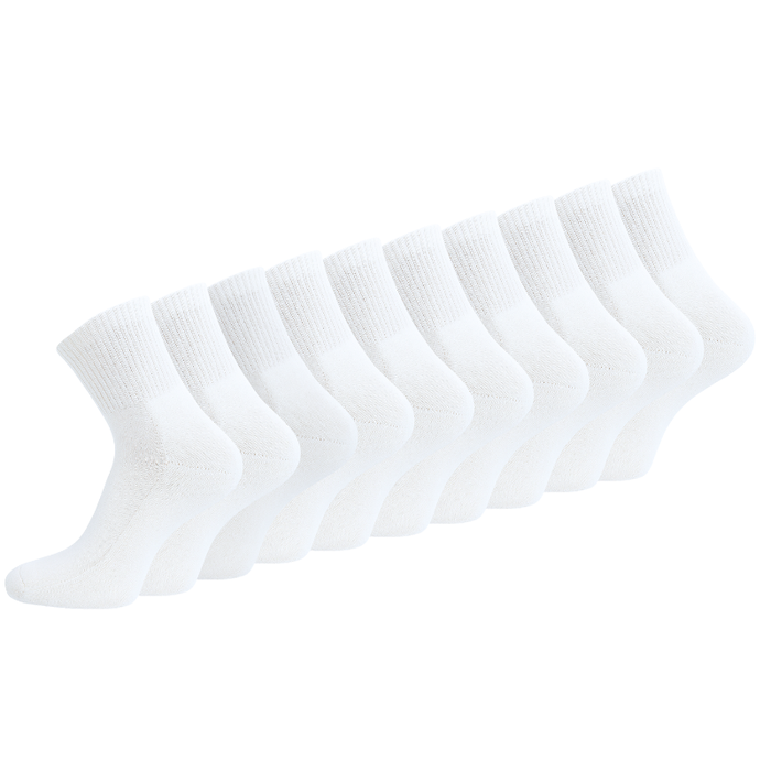 10 paar Badstof Quarter Sneakersokken Extra gevoerd Naadloos Wit