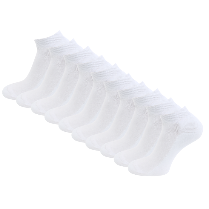 10 paar Badstof Sneakersokken Extra gevoerd Naadloos Wit