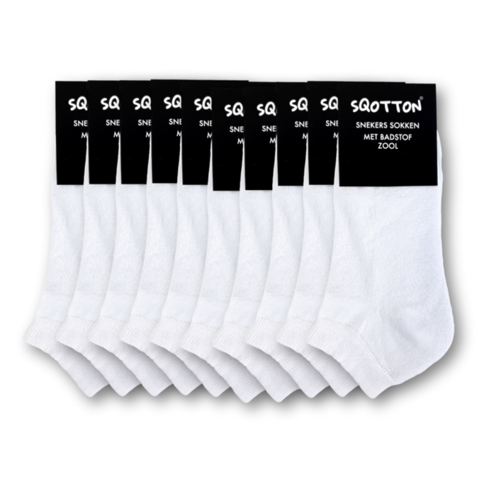 10 paar Badstof Sneakersokken Extra gevoerd Naadloos Wit