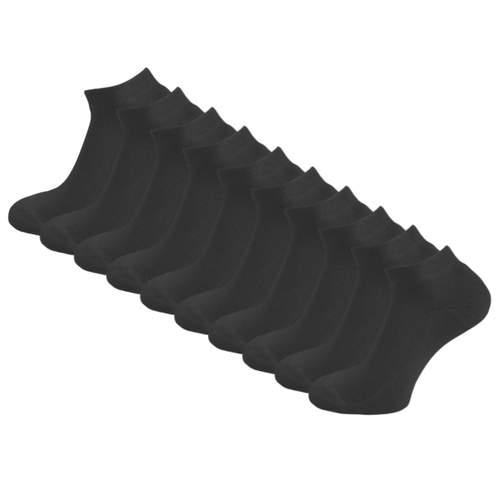 10 paar Badstof Sneakersokken Extra gevoerd Naadloos Zwart