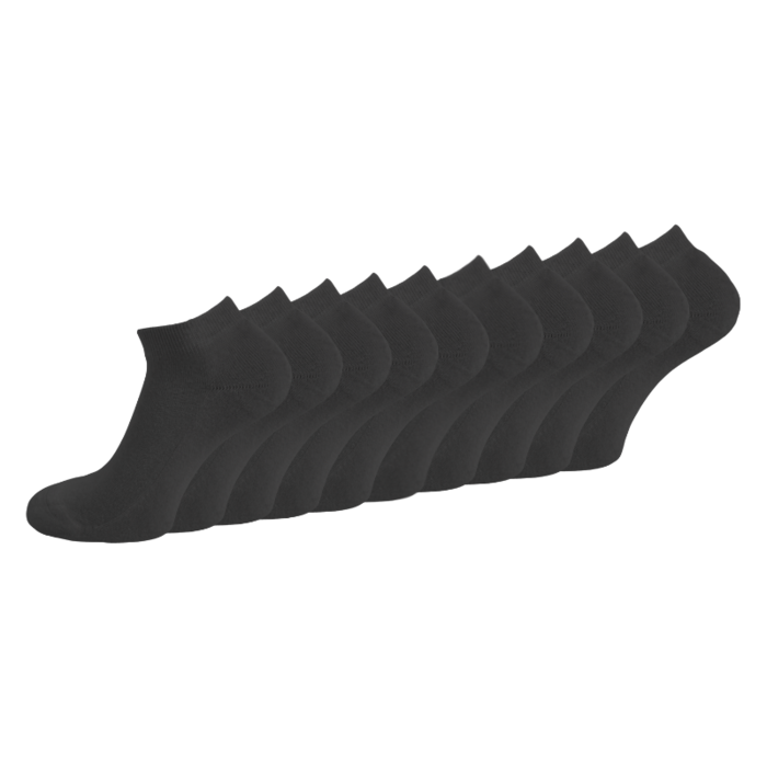10 paar Badstof Sneakersokken Extra gevoerd Naadloos Zwart