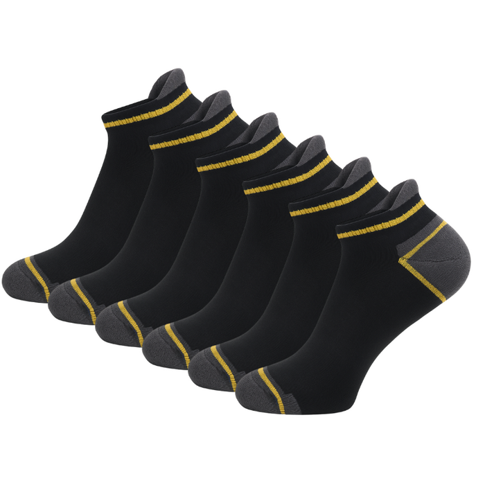 6 paar Lage Werksokken met Badstofvoering en Lipje Naadloos Zwart