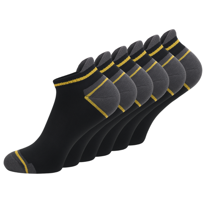 6 paar Lage Werksokken met Badstofvoering en Lipje Naadloos Zwart