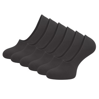 6 paar Invisible sneakersokken Footies Siliconen hiel Zwart