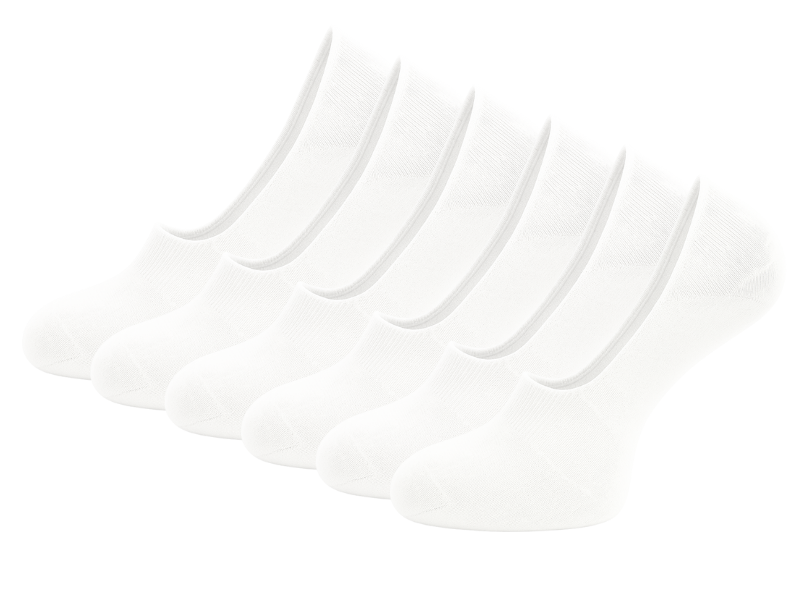 6 paar Invisible sneakersokken Footies Siliconen hiel Wit