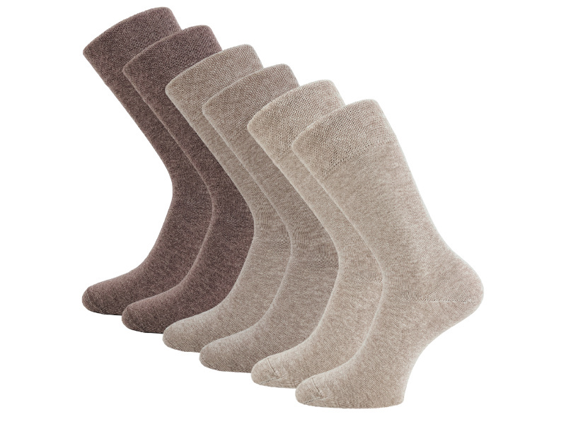 6 paar Katoenen Diabetessokken Drukvrije boord Naadloos Bruin/Beige mix