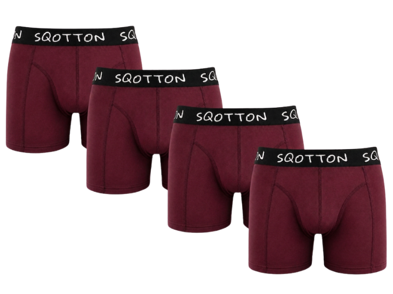 Heren Boxershorts 4-Pack Normale Lengte Bordeaux