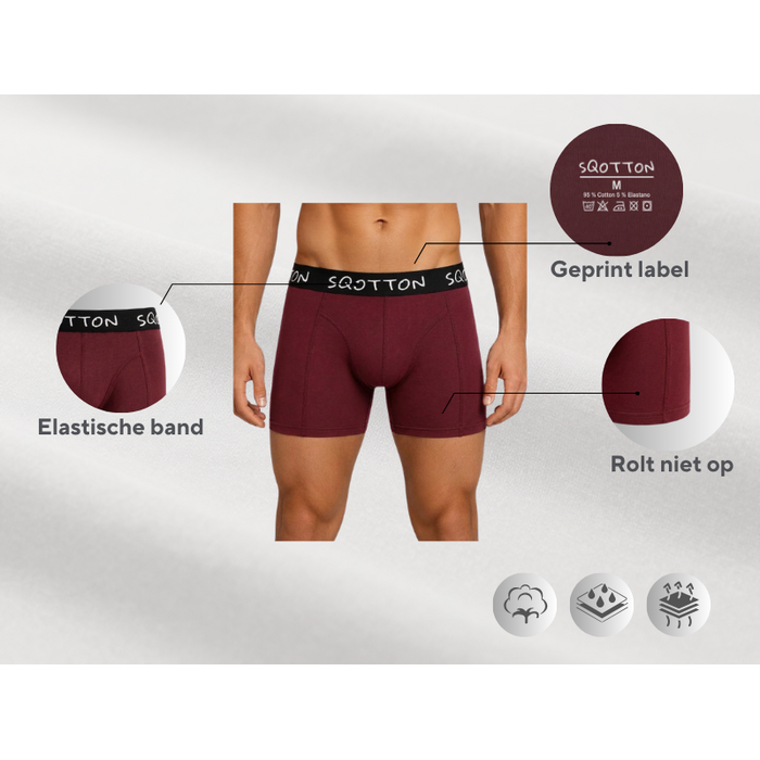 Heren Boxershorts 4-Pack Normale Lengte Bordeaux