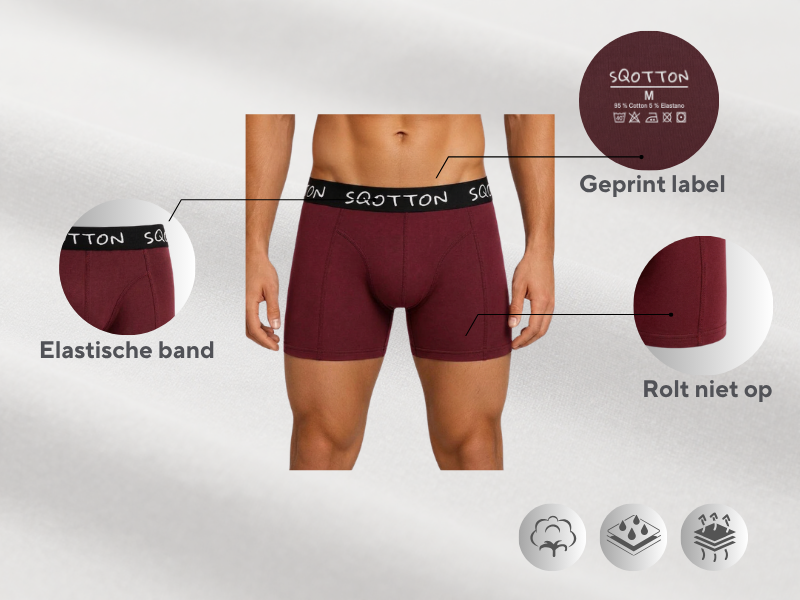 Heren Boxershorts 4-Pack Normale Lengte Bordeaux