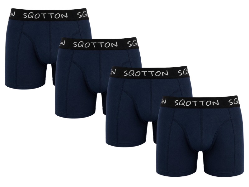 Heren Boxershorts 4-Pack Normale Lengte Marineblauw