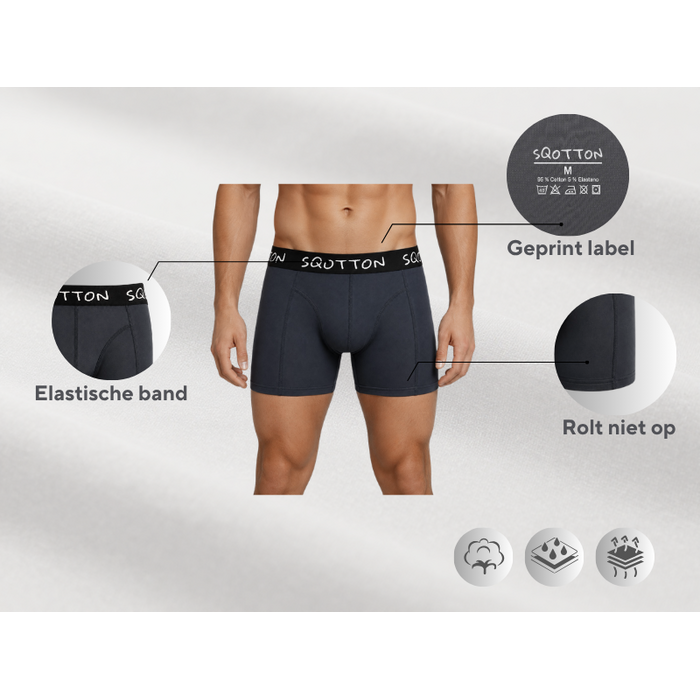 Heren Boxershorts 4-Pack Normale Lengte Antraciet