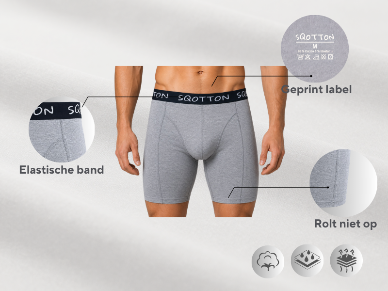 3-Pack boxershort Extra lange pijp Grijs