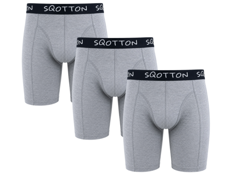3-Pack boxershort Extra lange pijp Grijs
