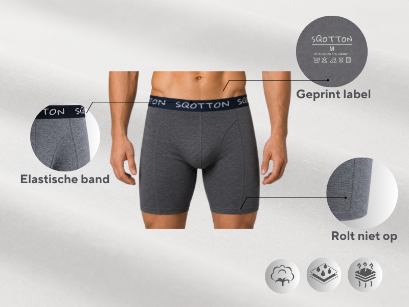 3-Pack boxershort lange pijp Donkergrijs