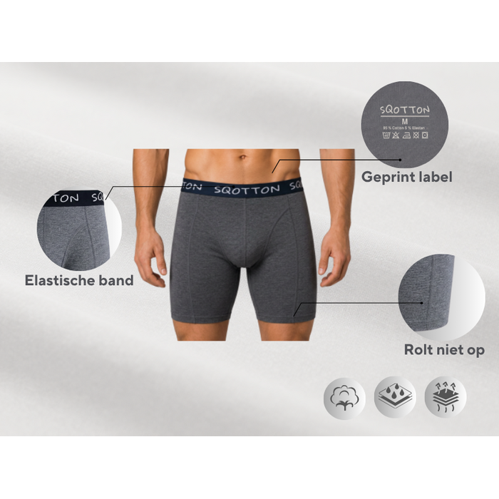 3-Pack boxershort lange pijp Donkergrijs