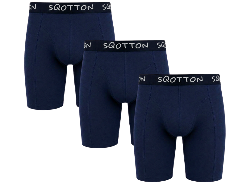 3-Pack boxershort lange pijp Marineblauw