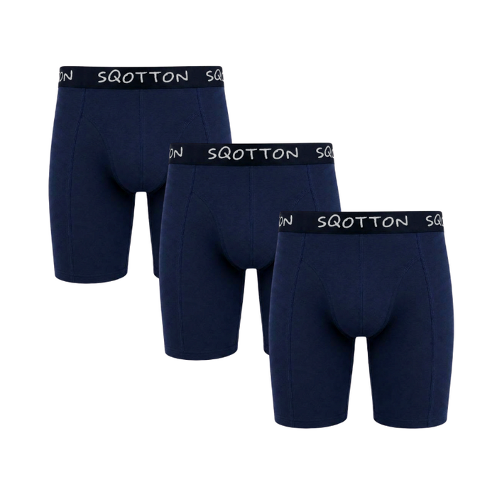 3-Pack boxershort lange pijp Marineblauw
