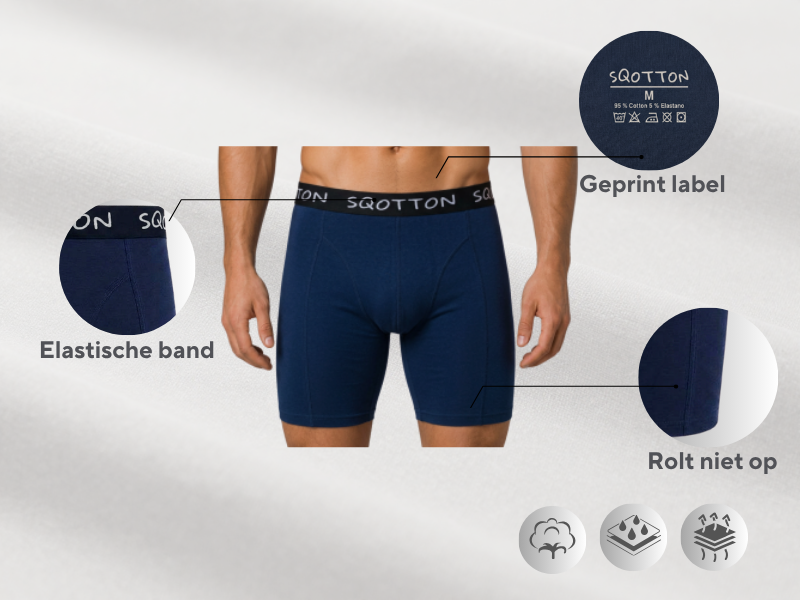 3-Pack boxershort lange pijp Marineblauw