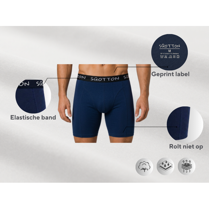 3-Pack boxershort lange pijp Marineblauw