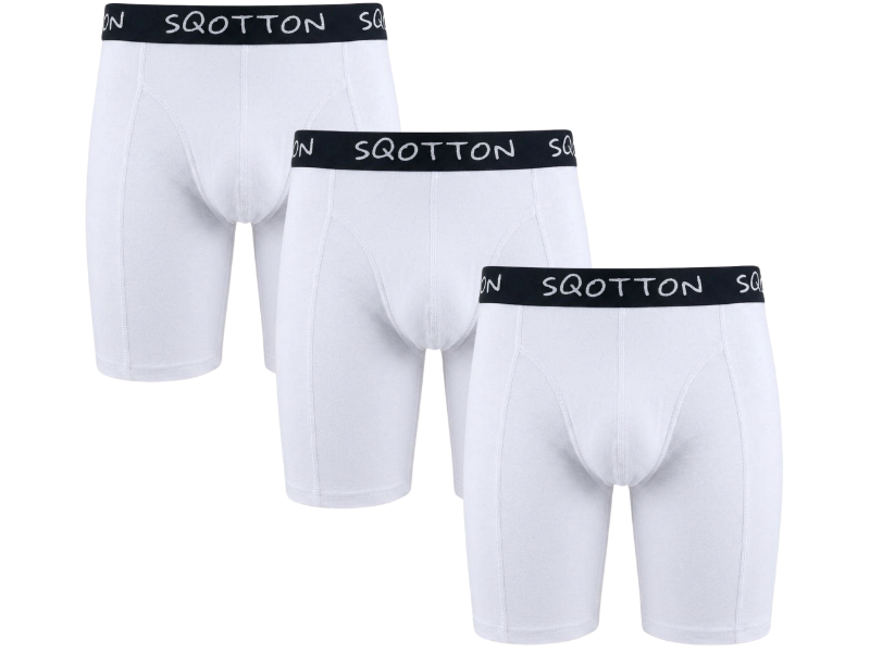 3-Pack SQOTTON® boxershort lange pijp Wit