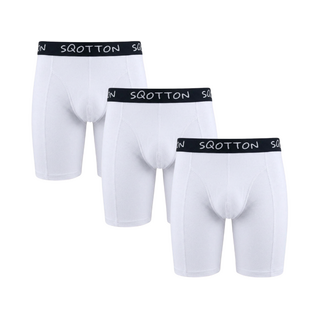 3-Pack SQOTTON® boxershort lange pijp Wit