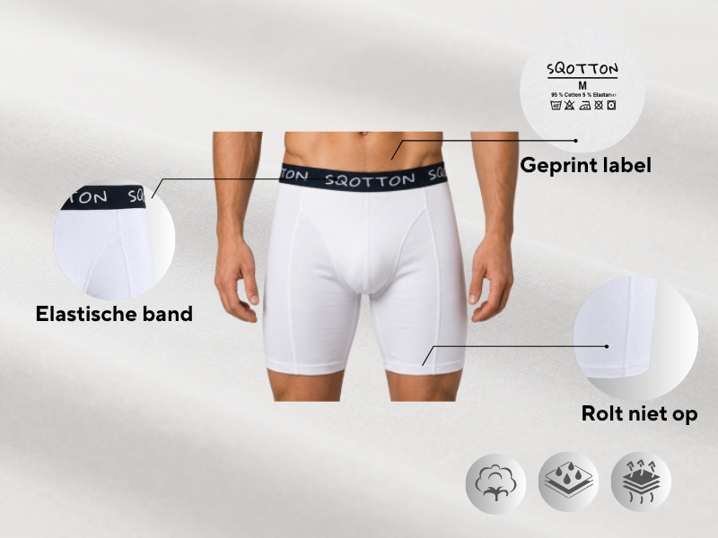 3-Pack SQOTTON® boxershort lange pijp Wit