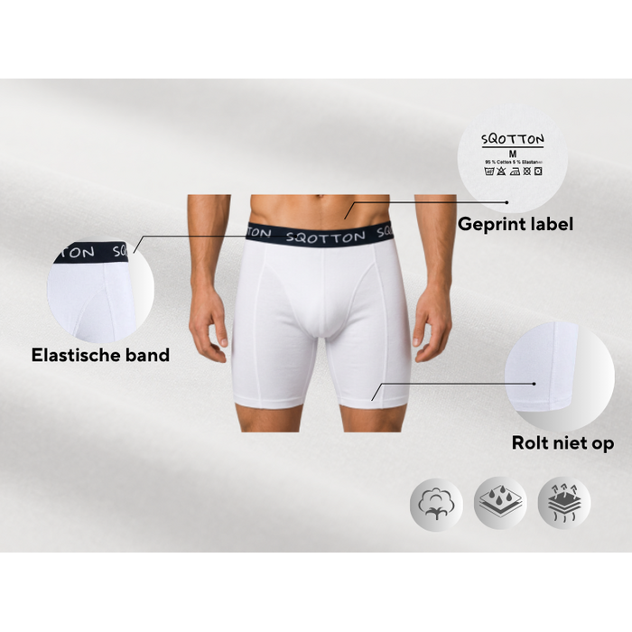 3-Pack SQOTTON® boxershort lange pijp Wit
